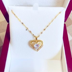14k Gold plated, Sparkling Heart Love Necklace - A Perfect Gift .